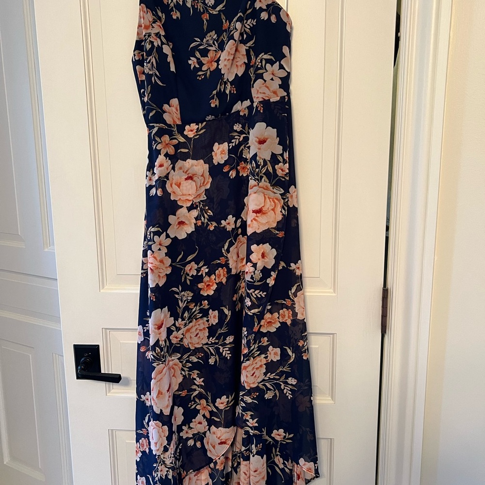 Lulu's Navy Floral Maxi Dress with Pink Blooms - Picture 4 of 5